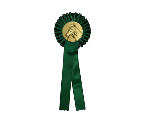 Doos groene rozetten met paardenhoofd