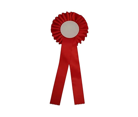 Doos rode rozetten met eigen logo