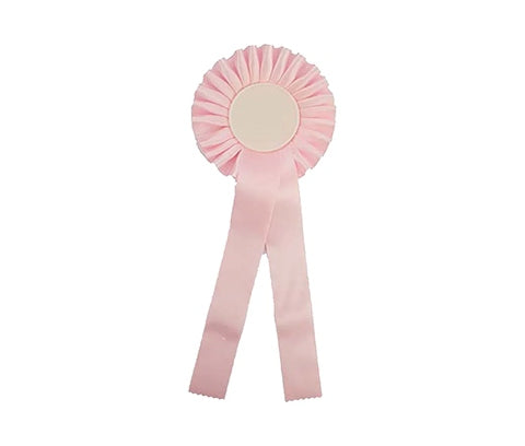 Doos roze rozetten met eigen logo