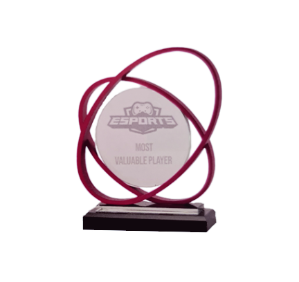 Glas rond met rood sierstuk